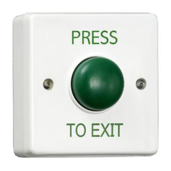 Green Dome Exit Button c/w Surface Box InchPRESS TO EXITInch