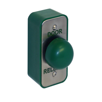 Narrow Green Dome Exit Button c/w Green Surface Back Box InchDOOR RELEASEInch