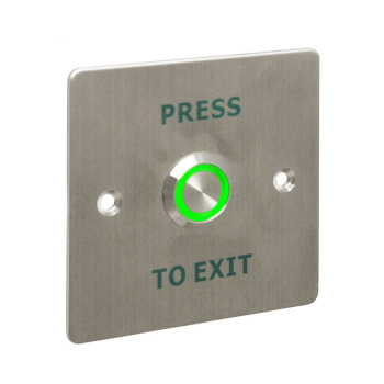 'PRESS TO EXIT' Switch with Green LED - H86 x W86mm - NO/NC/COM (Flush Only)