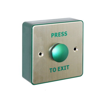 'PRESS TO EXIT' Switch with Green Dome - H86 x W86mm - NO/NC/COM (with BackBox)