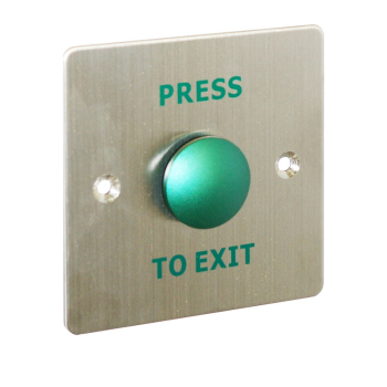 'PRESS TO EXIT' Switch with Green Dome - H86 x W86mm - NO/NC/COM