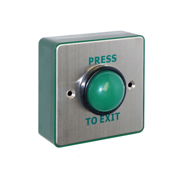'PRESS TO EXIT' Switch with Green Dome & Sleeve - H86 x W86mm - NO/NC/COM (with BackBox)