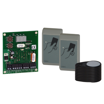 Single Door Prox 2 Reader Kit, includes: 999 User Controller PCB & 2 Readers IN/OUT with 10 Fob