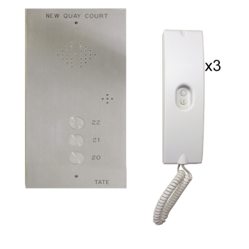 3 Way, Flush Mounted, Stainless Steel, Audio Door Entry System