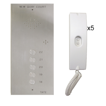 5 Way, Flush Mounted, Stainless Steel, Audio Door Entry System